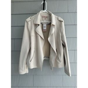 Philosophy Republic Clothing Women's XL‎ Light Stone Faux Suede Moto Jacket Open